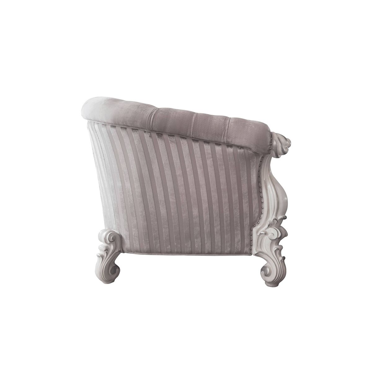 76" Versailles Sofa Ivory Fabric & Bone White Finish - Acme Furniture: Crescent, Nailhead Trim, Leather - thumbnail 3