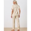 cheibear Women's Satin Button Down Short Sleeve Sleepwear with Long Pants Pajama Set - 3 of 4