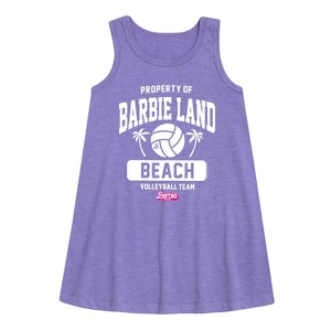 Girls' - Barbie - Property of Barbie Land Beach Volleyball Team Graphic Sleeveless Aline Dress - 1 of 3