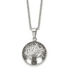 Chisel Stainless Steel Antiqued and Polished Tree of Life Pendant on a 20" Cable Chain Necklace - 2 of 4