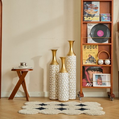 Floor metal vase modern style decoration home white metal vase set of 3 gorgeous large glazed metal vases