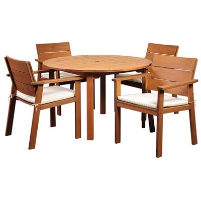 Nelson 5pc Patio Eucalyptus Wood Round Dining Set - International Home Miami