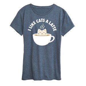 Women's - Instant Message - I Like Cats A Latte Short Sleeve Graphic T-Shirt - 1 of 4