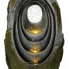 Alpine Corporation 32" 4-Tier Layered Oval Shaped Rainforest Sculptural Fountain With LED: Outdoor Polyresin Water Feature, Electric Powered - 4 of 4