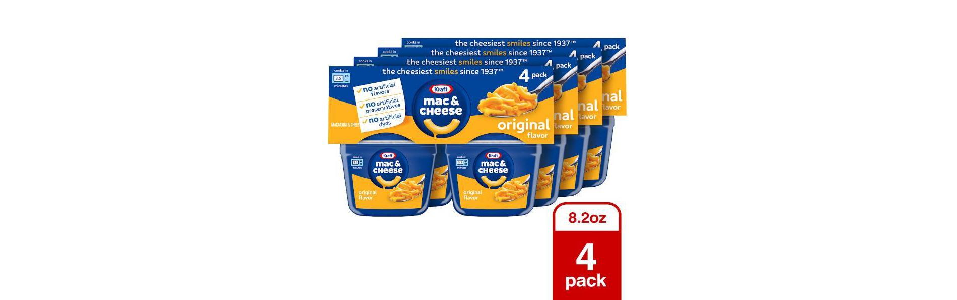 Kraft Original Mac and Cheese Cups Easy Microwavable Dinner- 8.2oz/4ct + Kraft Original Mac and Cheese Cups Easy Microwavable Dinner- 8.2oz/4ct