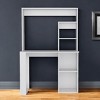 HomeRoots 39" White Wood Computer Desk With Hutch - 2 of 4