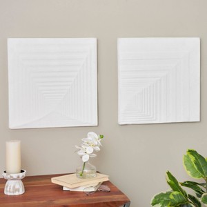 Olivia & May: Contemporary Cream Wall Sculptures, Metal Geometric Decor Set of 2 - 1 of 4