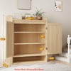 Modern Rattan Shoe Organizer for Entryway/Hallway, Farmhouse Boho Wooden Shoe Storage Cabinet w/Adjustable Shelves - 2 of 4