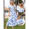 INSPIRE CHIC Women's Summer Floral Short Sleeve V Neck Belted Flowy Beach A-Line Maxi Dresses - 2 of 4