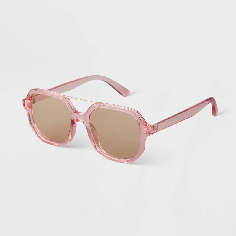Women&#39;s Square Crystal Aviator Sunglasses - A New Day&#8482; Pink, 2 of 6
