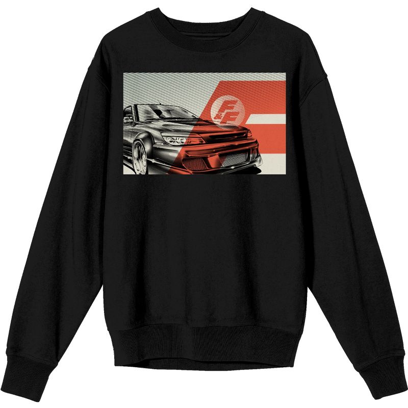 The Fast & The Furious Logo and Car Men's Black Long Sleeve Sweatshirt, 1 of 2