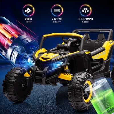 Yellow 24V Battery Powered Ride-On UTV Car with Remote Control