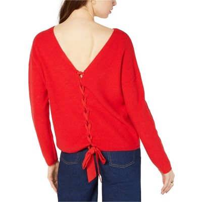 maison Jules Womens Back Lace Knit Sweater