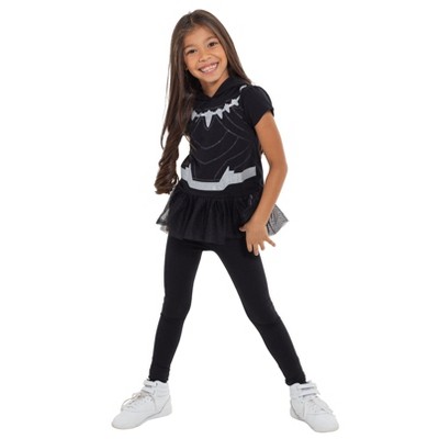 Marvel Avengers Black Panther Girls Cosplay T-Shirt Dress and Leggings Outfit Set Little Kid to Big Kid 
