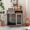 GustoWave 32Inch Dog Crate Wooden, Lockable Dog Kennel with Removable Tray and Storage Drawer, Indoor Dog Crate Furniture Pet Cage, Grey - 4 of 4