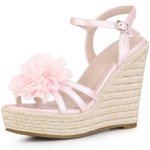 BLISSFUL STEP Women's Flower Platform Wedge Heel Open Toe Sandals - 1 of 4