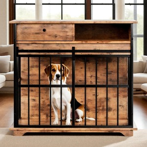 Kumasinova 35.43" Dog Crate Furniture,Dog Cage with Storage,Dog Kennel Indoor End Table with Tray,Dog Crates for Medium Dogs - 1 of 4