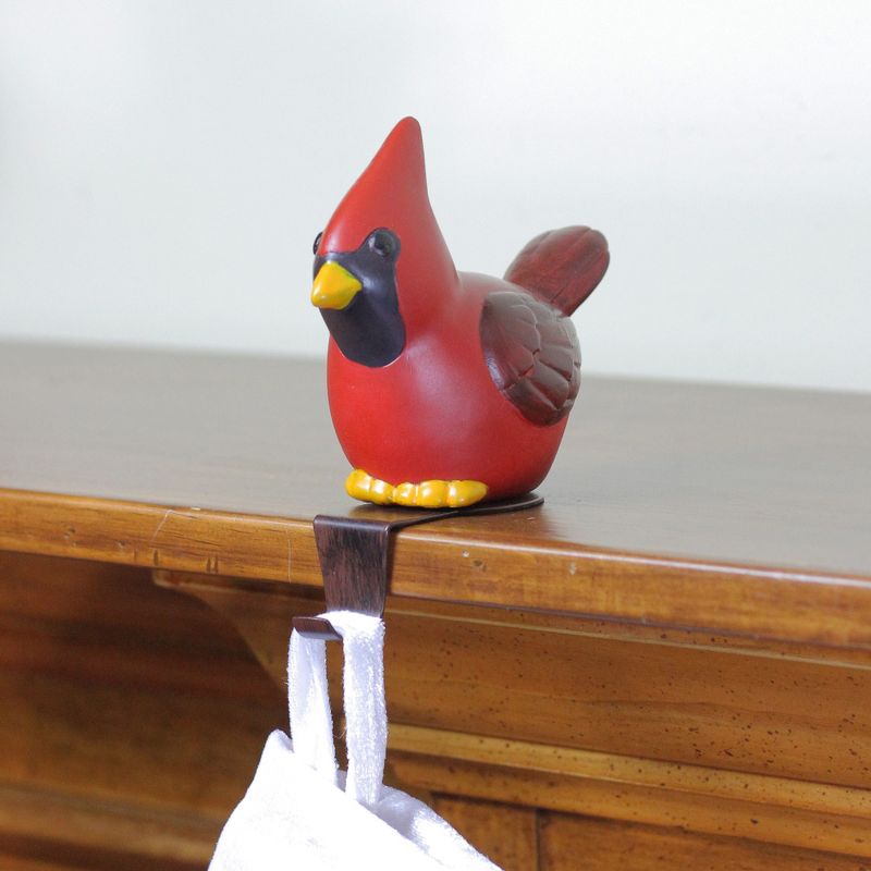 Northlight 5.5" Red and Black Sitting Cardinal Bird Christmas Stocking Holder, 3 of 4