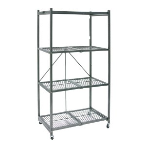 Origami 4 Tier Foldable Heavy Duty Metal Garage Storage Shelf Rack with Wheels and Powder Coated Steel for Home & Office Organization - 1 of 4