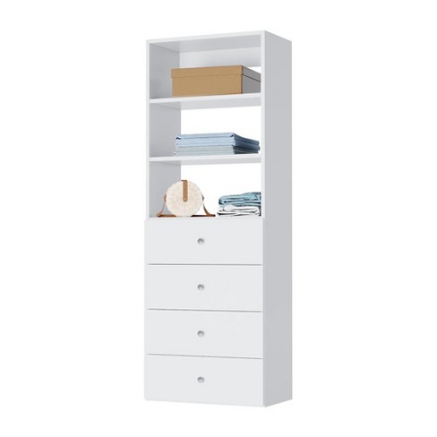 Modular Closets Built-in Closet Tower With Slanted Shoe Shelves - 31.5,  White