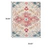 HomeRoots 3' X 5' Ivory Pink And Blue Medallion Distressed Washable Area Rug - 3 of 4