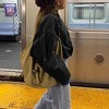Coolmee Women's Faux Suede Bomber Jacket Lapel Coat Casual Oversized Long Sleeves Trendy Streetwear Outerwear - 4 of 4
