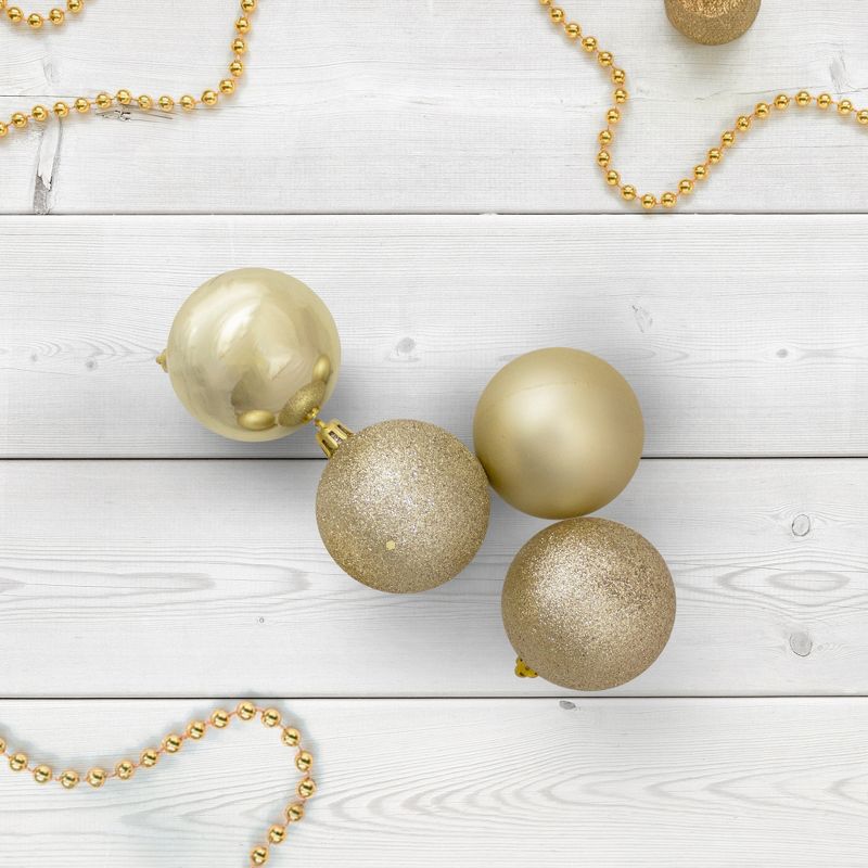 Northlight 32ct Champagne Gold Shatterproof 4-Finish Christmas Ball Ornaments 3.25" (80mm), 2 of 4