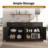 63" Fluted Sideboard Buffet Cabinet with 4 Doors and 3 Drawers, Modern Kitchen Storage Console Table for Dining Room, Living Room, Entryway - 2 of 4