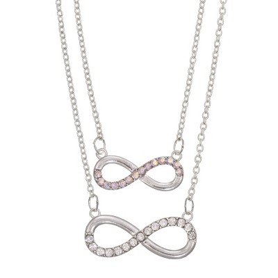 FAO Schwarz Silver Tone Infinity Pendant Necklace Set