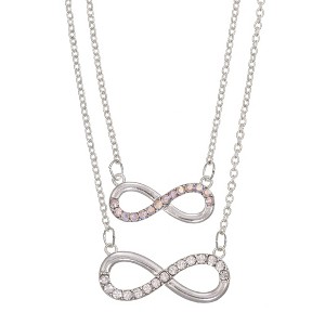 FAO Schwarz Silver Tone Infinity Pendant Necklace Set - 1 of 3