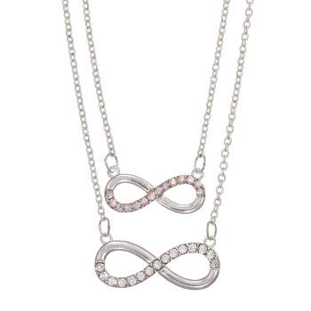 FAO Schwarz Silver Tone Infinity Pendant Necklace Set