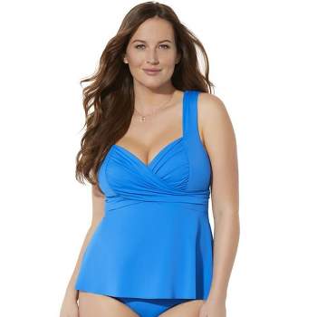 Swimsuits For All Women's Plus Size Bra Sized Faux Flyaway Underwire  Tankini Top 46 G Blue Palms Multicolored : Clothing, Shoes & Jewelry