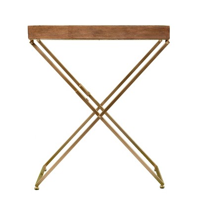 Bushall Folding Side Table Natural/Gold - Aiden Lane