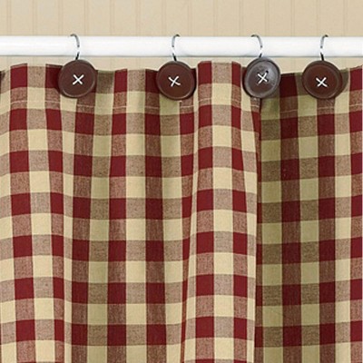 Red Resin Button Shower Curtain Hooks Set of 12