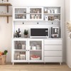 LOVMOR 63" W Large Kitchen Hutch Cabinet, Freestanding Pantry Cabinets Storage Kitchen Cupboard - 2 of 4