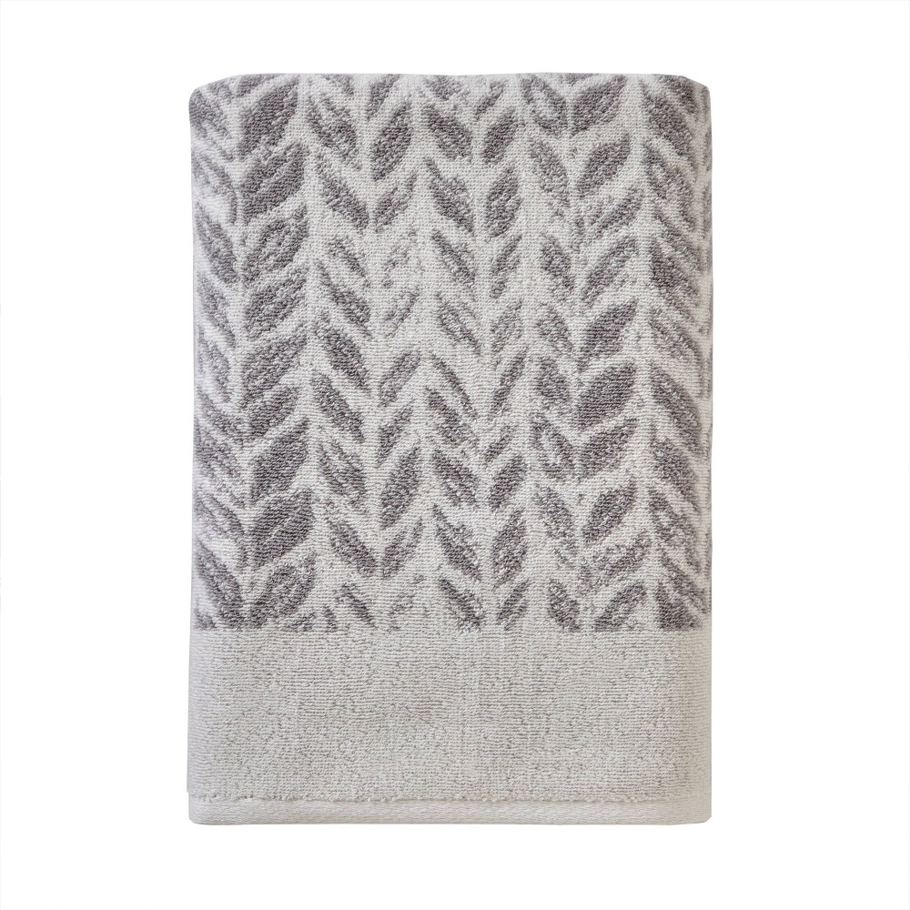 Photos - Towel Distressed Leaves Bath  Gray - SKL Home