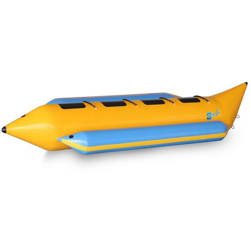 SereneLife Person Inflatable Banana Boat, Includes Storage Bag, Foot Pump, and Repair Kit, Tough and Thick, Reinforced Seats and Foot Areas, 1 of 8