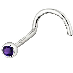 Jewelry Avalanche 22G 14K Gold Bezel-set Amethyst Nose Screw Nose Stud - 1 of 3