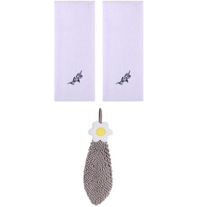 REGALWOVEN 3 Pcs Bathroom Home Decor Cotton Soft Absorbent Floral Hand Towel - 1 of 4