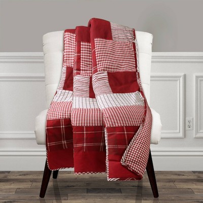 Lush Décor 50"x60" Greenville Throw Blanket Red: Cotton, Lightweight, Machine Washable, OEKO-TEX Certified