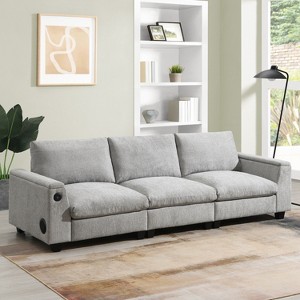 GDFStudio Yedda Multifunctional 96" Chenille Storage Sectional Sofa with Drop-Down Table and Cup Holders - 1 of 4