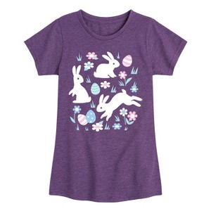 Girls' - Instant Message - Easter Scene Fitted Short Sleeve Graphic T-Shirt - 1 of 4