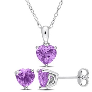 EVERLY JEWELRY | Sterling Silver Created Gemstone and Multiple Gemstones 2-Piece Set of Pendant with Chain and Earrings. - 1 of 3