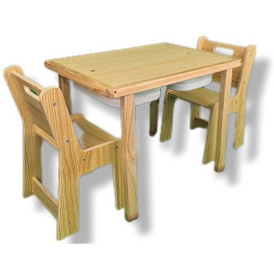 Cordia Pine Wood Activity Table and Chair Set with Chalkboard