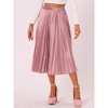 INSPIRE CHIC Women's Party Elastic Waist Metallic Shiny Accordion Pleated Midi Skirt - 2 of 4