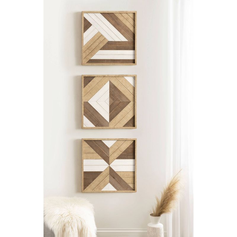 Kate &#38; Laurel All Things Decor Set of 3 Ballez Coastal Geometric Wood Art Decorative Wooden Plaque Collection for Wall, 4 of 12