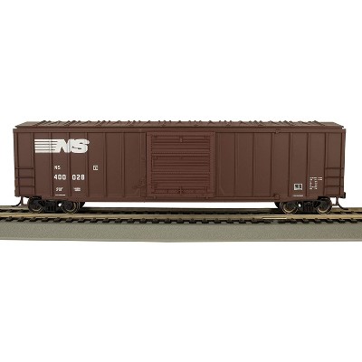 Bachmann Trains 14906 HO Scale 1:87 Norfolk Southern Outside Braced Box Car with Track Powered Flashing Red LED Rear End Device, Brown