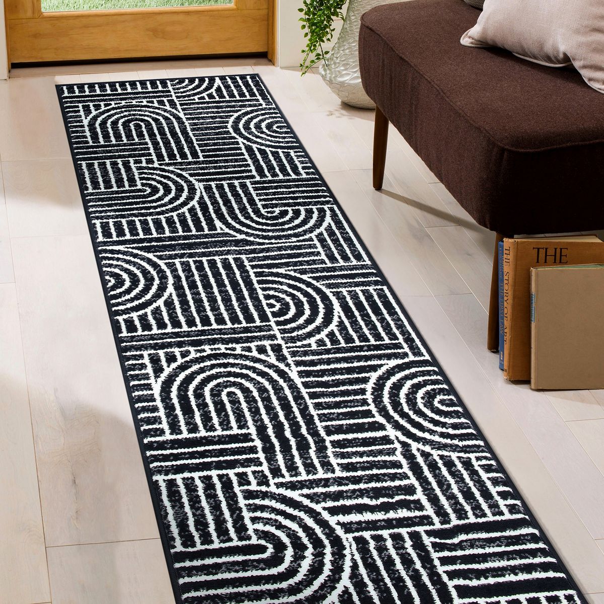 World Rug Gallery Contemporary Stripe Arch Design Area Rug: Stain & Fade-Resistant, Low Pile, Pet Friendly - thumbnail 8
