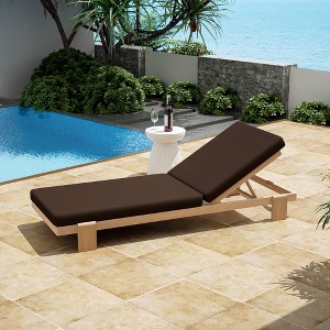 Christopher Knight Home Tobias Patio Adjustable Acacia Wood Chaise Lounge with Water-Resisiant Cushion - 1 of 4