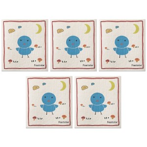 Unique Bargains Reusable Swedish Wildflowers Lightweight Super Absorbent Kitchen Dish Towels 5 Packs - 1 of 4
